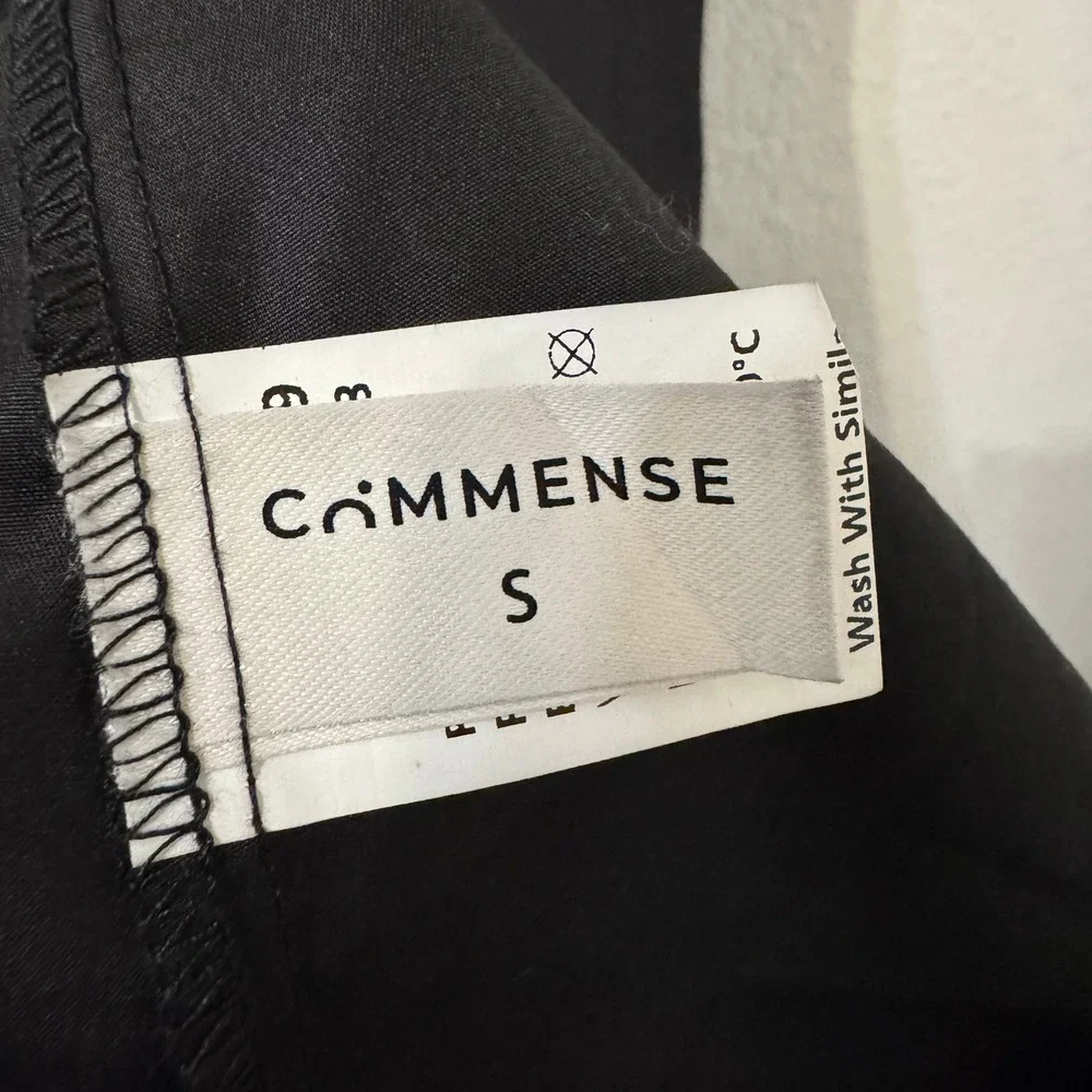 Commense Black Midi Dress S Square Neck Fit Flare Drop Waist Bodice Ballet - Picture 2 of 5